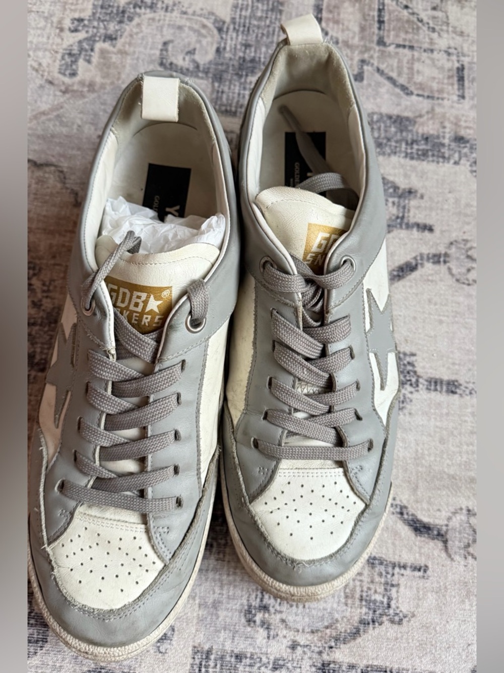 Golden Goose Men's Yeah! Gray & White Leather Low-Top Sneaker